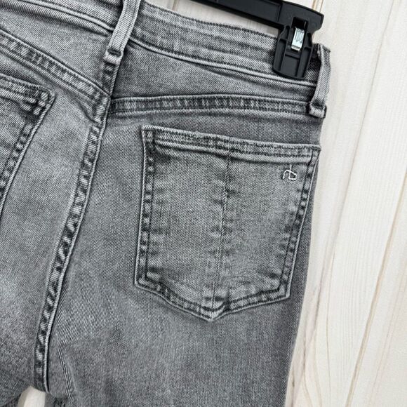 Rag & Bone Women’s 26 Gray High Rise Ankle Flare Raw Hem Jeans - Picture 4 of 7